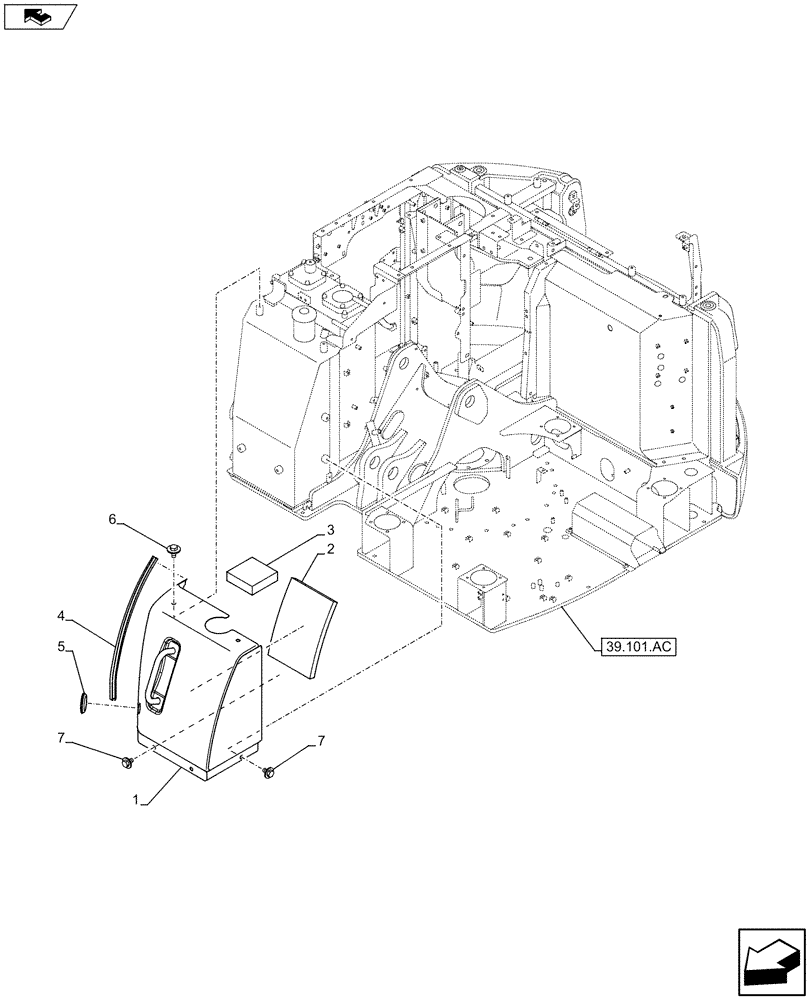 Схема запчастей Case CX75C SR - (90.102.AT) - HOOD HANDLE (90) - PLATFORM, CAB, BODYWORK AND DECALS