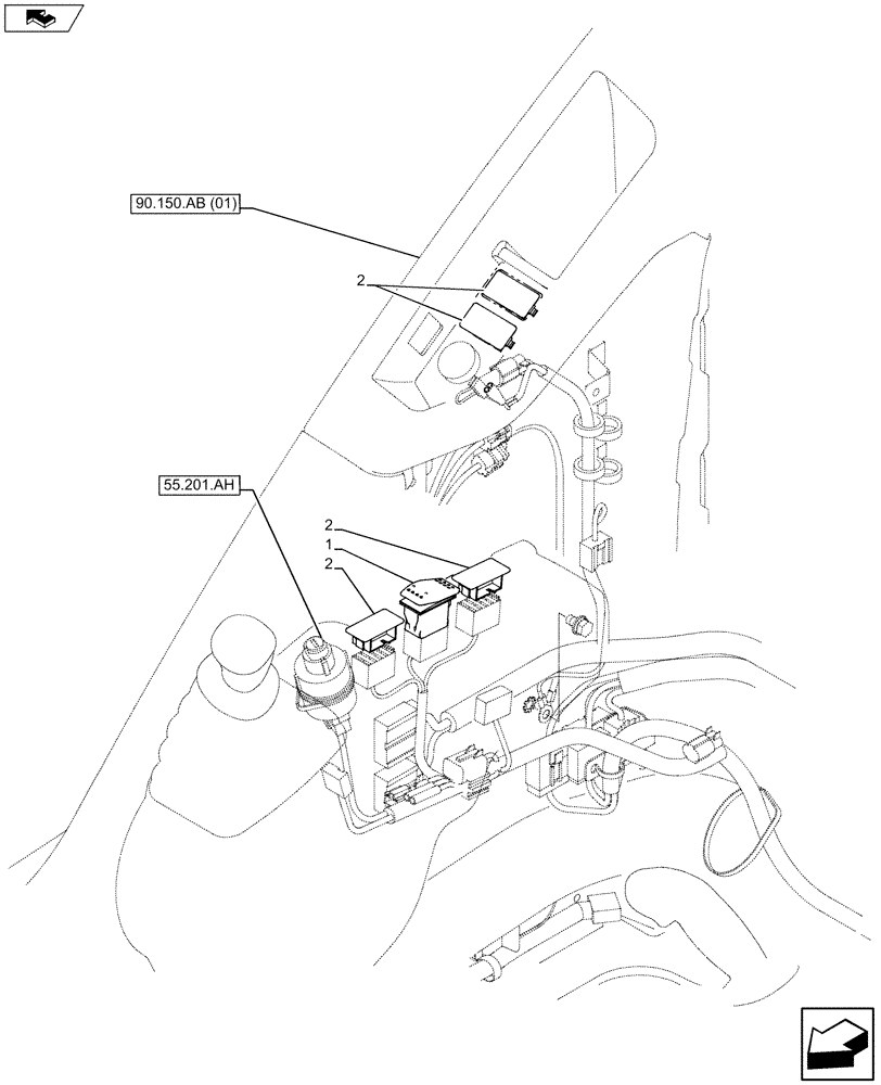 Схема запчастей Case CX75C SR - (55.512.BG[01]) - SWITCH PANEL (55) - ELECTRICAL SYSTEMS