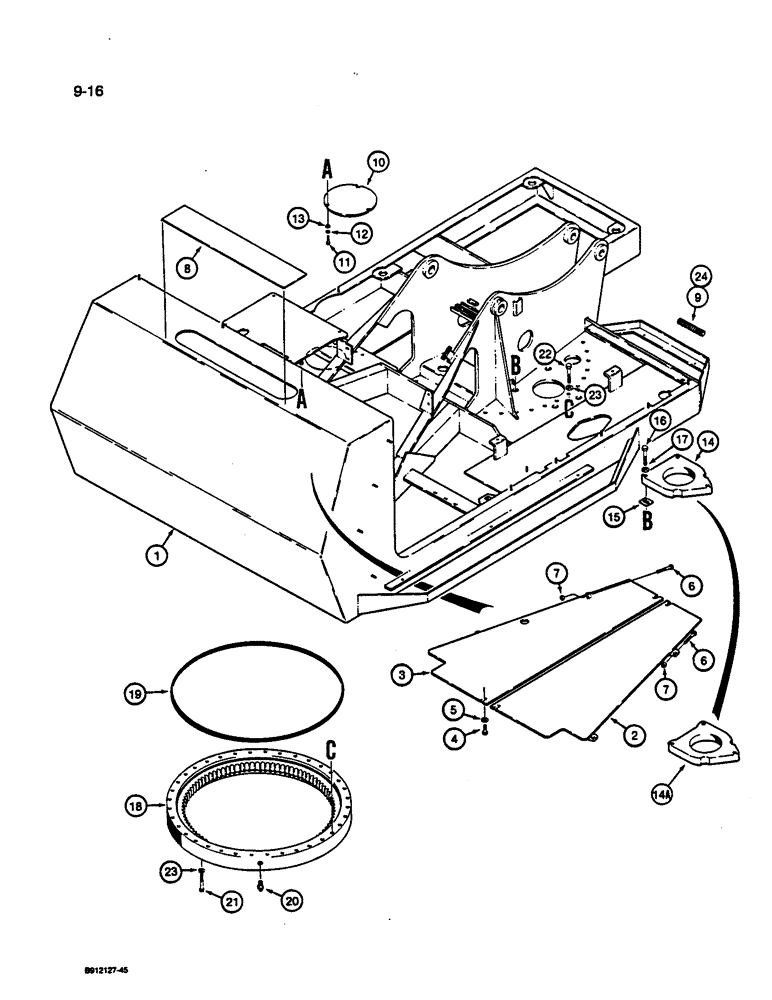 Схема запчастей Case 1187C - (9-16) - TURNTABLE AND BEARING (09) - CHASSIS