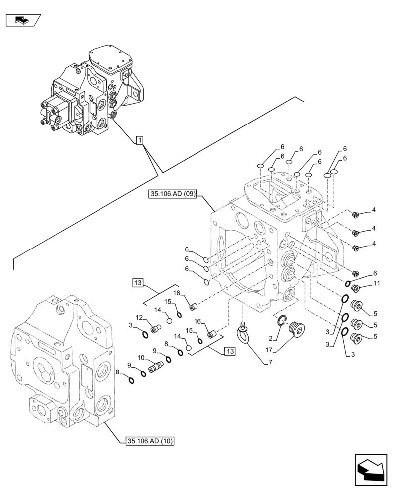 Схема запчастей Case CX75C SR - (35.106.AD [07]) - PUMP (35) - HYDRAULIC SYSTEMS