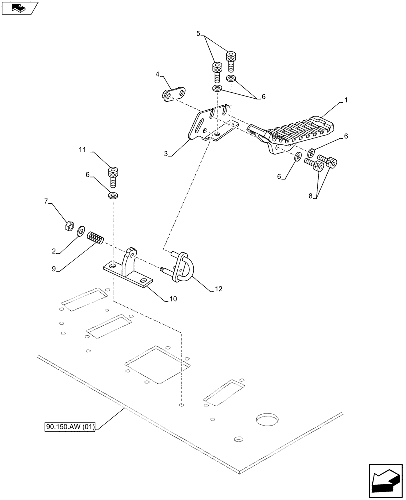 Схема запчастей Case CX75C SR - (35.356.AK[03]) - PEDAL CONTROL (35) - HYDRAULIC SYSTEMS