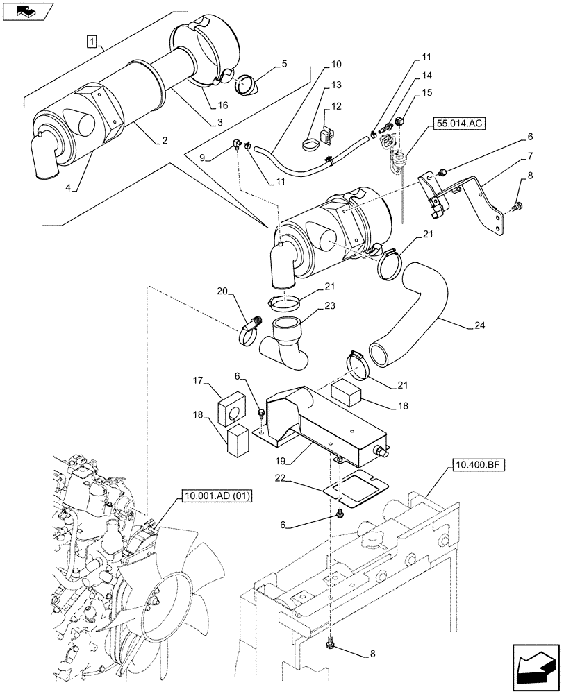 Схема запчастей Case CX80C - (10.202.AB) - AIR CLEANER (10) - ENGINE