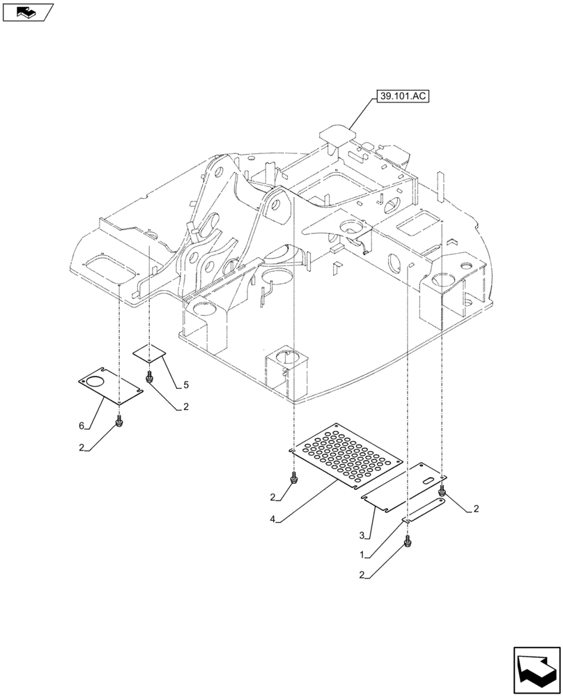 Схема запчастей Case CX75C SR - (39.100.AH) - FRAME COVERS (39) - FRAMES AND BALLASTING