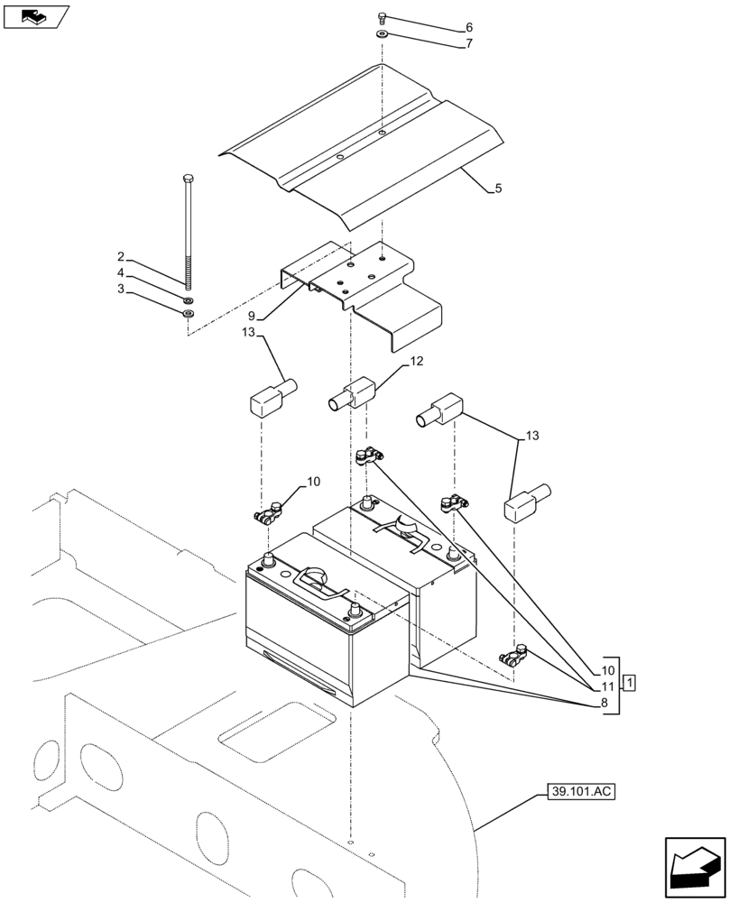 Схема запчастей Case CX75C SR - (55.302.AG) - BATTERY (55) - ELECTRICAL SYSTEMS