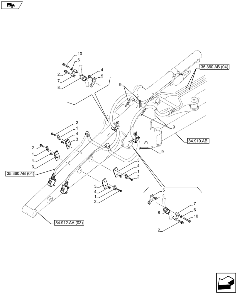 Схема запчастей Case CX75C SR - (35.360.AB[05]) - VAR - 461866 - HAMMER SYSTEM LINE (35) - HYDRAULIC SYSTEMS