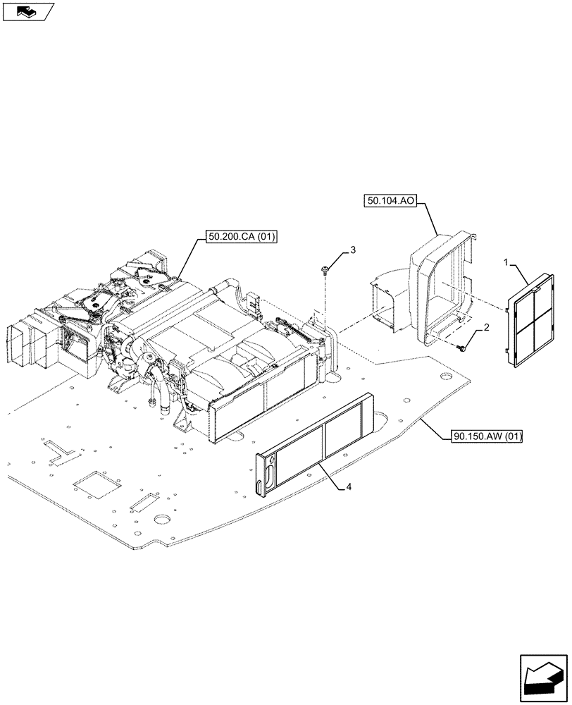 Схема запчастей Case CX75C SR - (50.104.AQ) - CAB AIR FILTERS (50) - CAB CLIMATE CONTROL