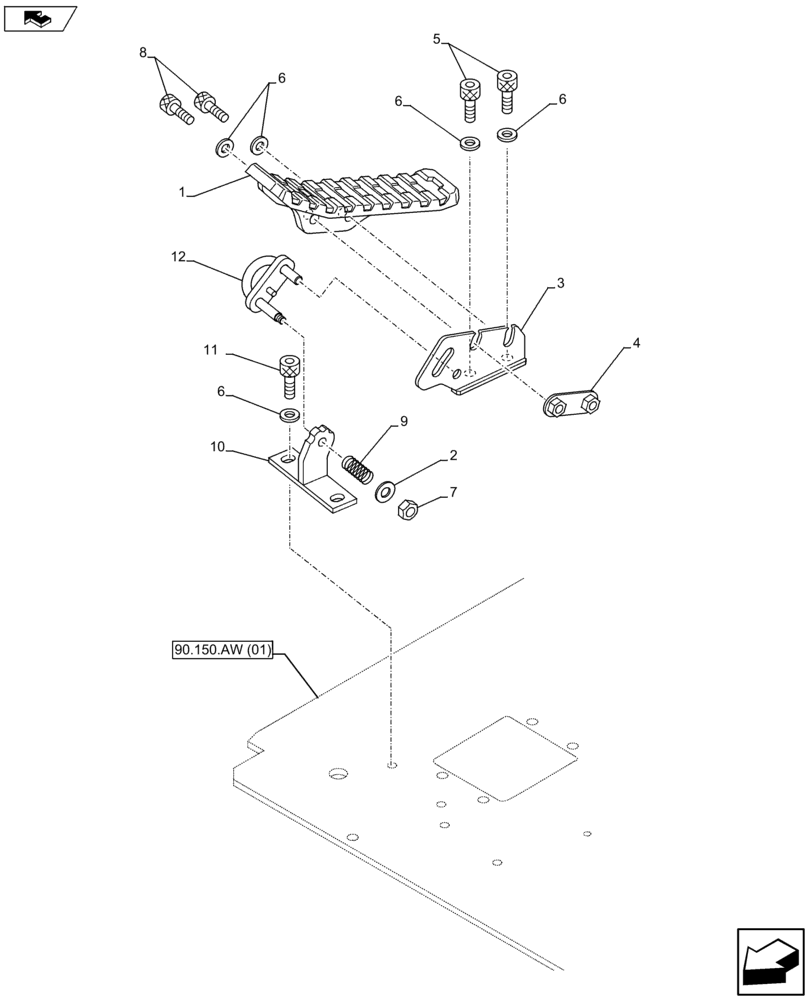Схема запчастей Case CX75C SR - (35.356.AK[01]) - PEDAL CONTROL (35) - HYDRAULIC SYSTEMS