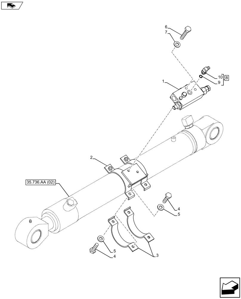 Схема запчастей Case CX75C SR - (35.736.AG[01]) - VAR - 461559, 481064 - BOOM LIFTING CYLINDER HOLDING VALVE (35) - HYDRAULIC SYSTEMS