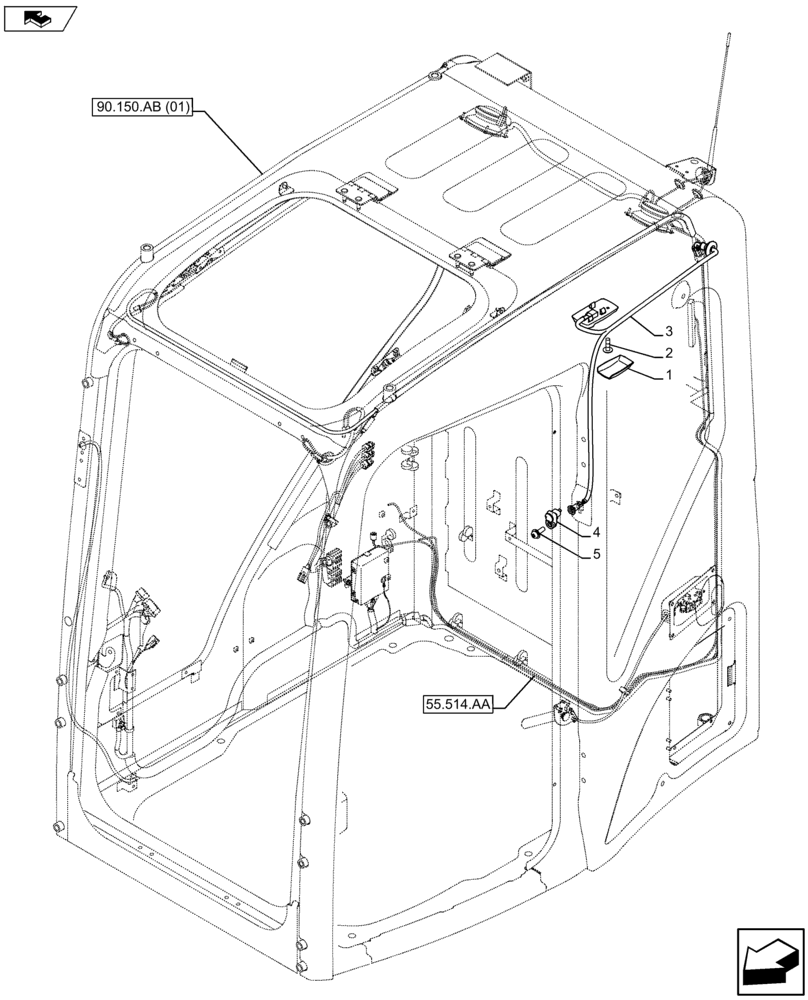 Схема запчастей Case CX75C SR - (55.514.AA) - CAB INTERIOR LIGHT (55) - ELECTRICAL SYSTEMS