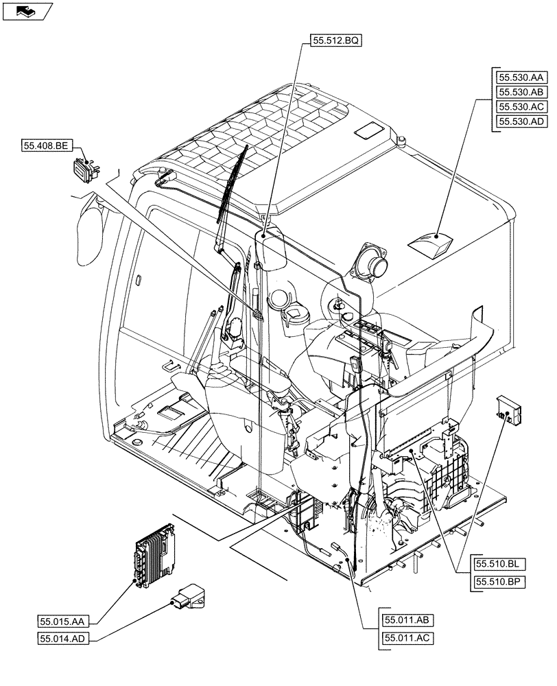 Схема запчастей Case CX75C SR - (55.000.00[03]) - SECTION INDEX - ELECTRICAL SYSTEMS (55) - ELECTRICAL SYSTEMS