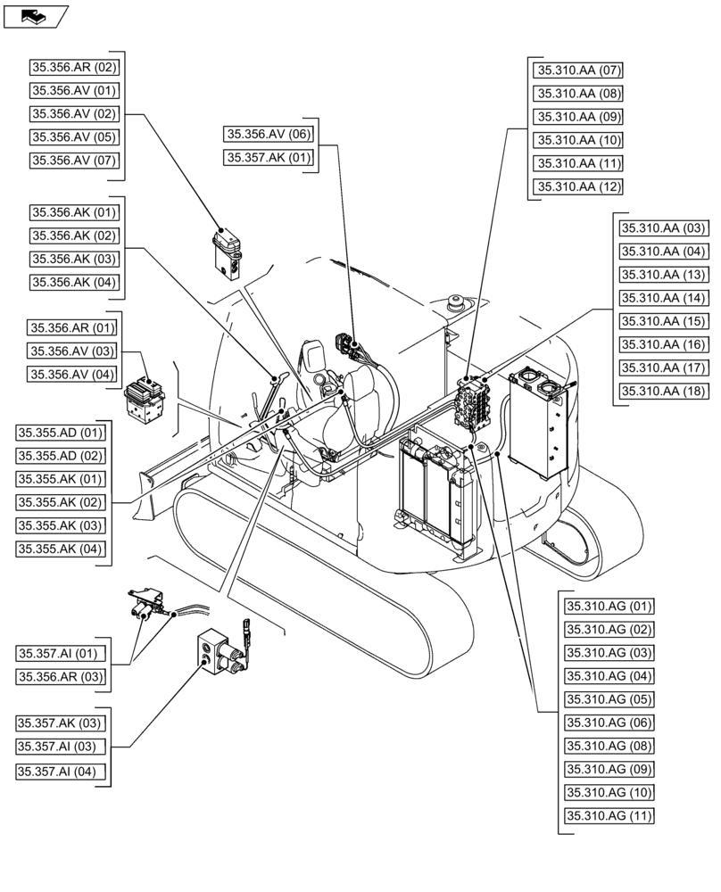 Схема запчастей Case CX75C SR - (35.000.00[03]) - SECTION INDEX - HYDRAULIC SYSTEM (35) - HYDRAULIC SYSTEMS