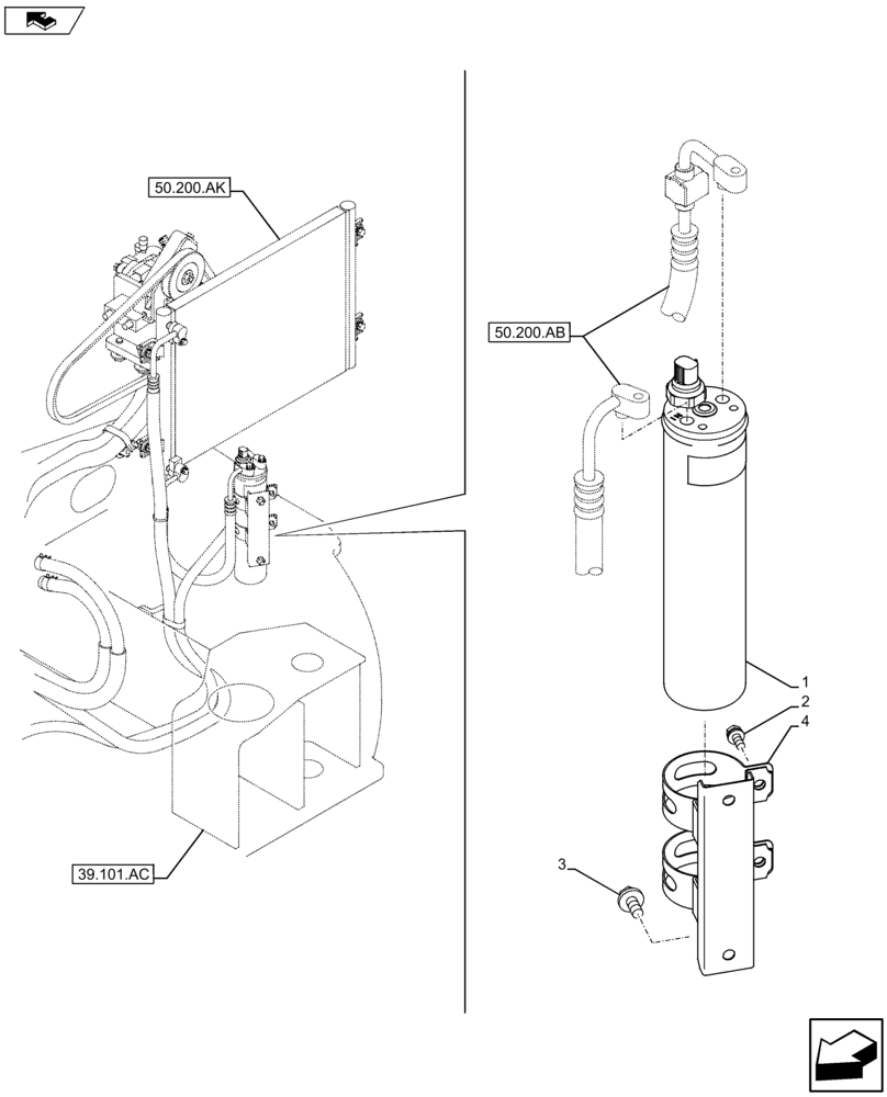 Схема запчастей Case CX75C SR - (50.200.AN) - RECEIVER-DRYER (50) - CAB CLIMATE CONTROL