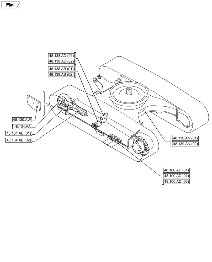 Схема запчастей Case CX75C SR - (48.000.00) - SECTION INDEX - TRACKS AND TRACK SUSPENSION (48) - TRACKS & TRACK SUSPENSION