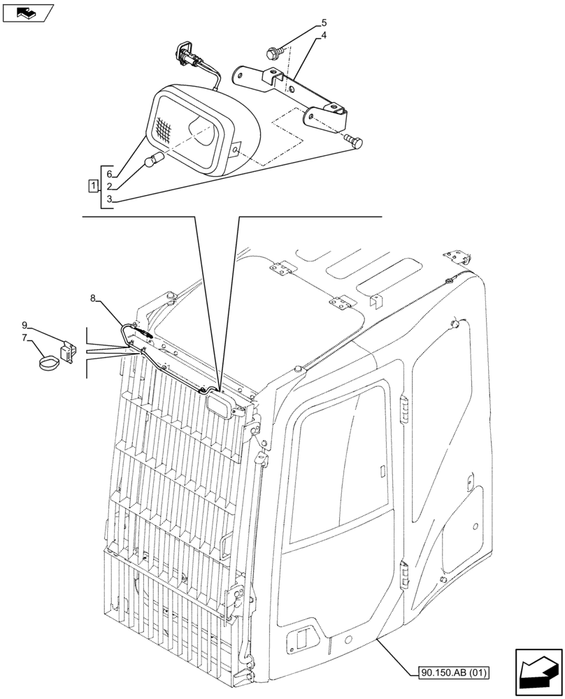 Схема запчастей Case CX75C SR - (55.404.BS[02]) - WORK LIGHT (55) - ELECTRICAL SYSTEMS