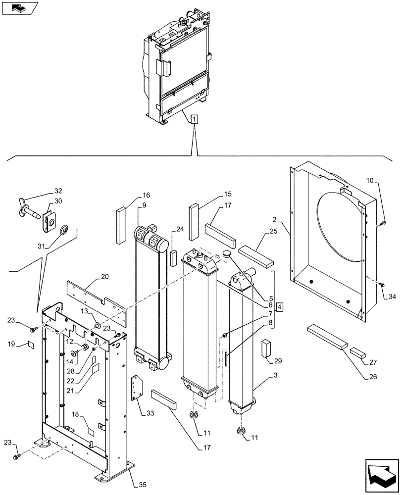 Схема запчастей Case CX80C - (10.400.BE) - RADIATOR (10) - ENGINE