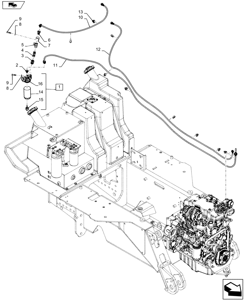 Схема запчастей Case 850M WT/LGP - (10.210.AF[01]) - FUEL LINE & TANK (10) - ENGINE
