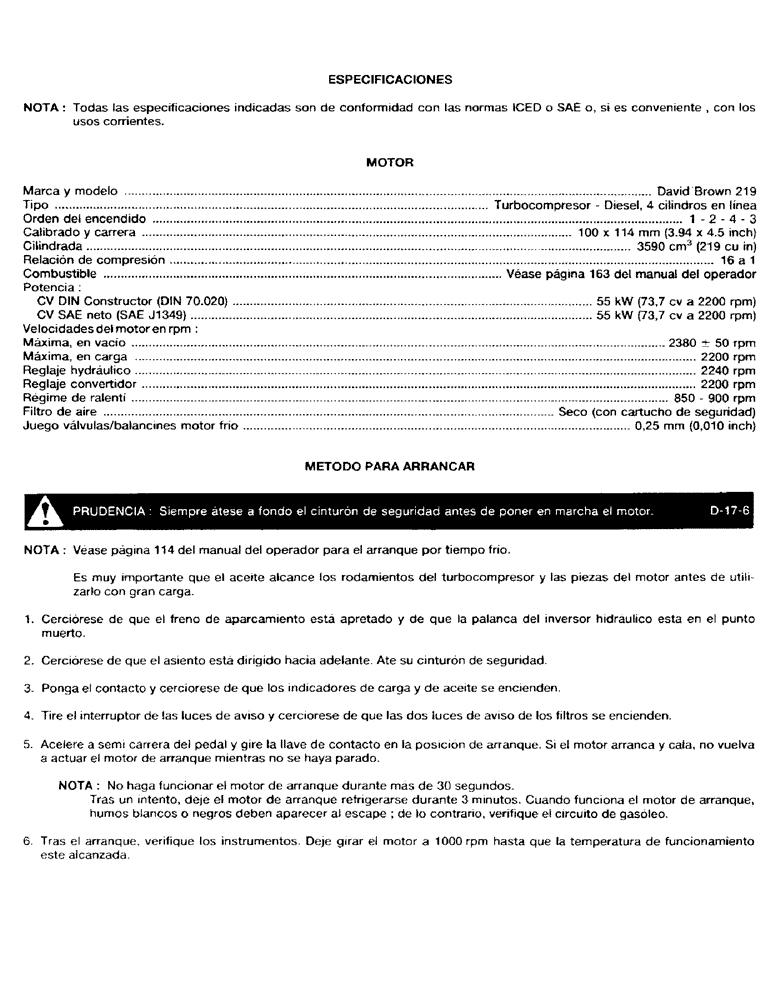 Схема запчастей Case 580G - (10) - ESPECIFICACIONES (10) - ENGINE