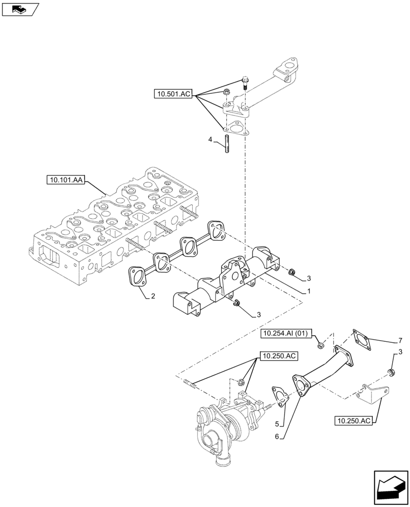 Схема запчастей Case AP-4LE2XASS01 - (10.254.AC) - EXHAUST MANIFOLD (10) - ENGINE