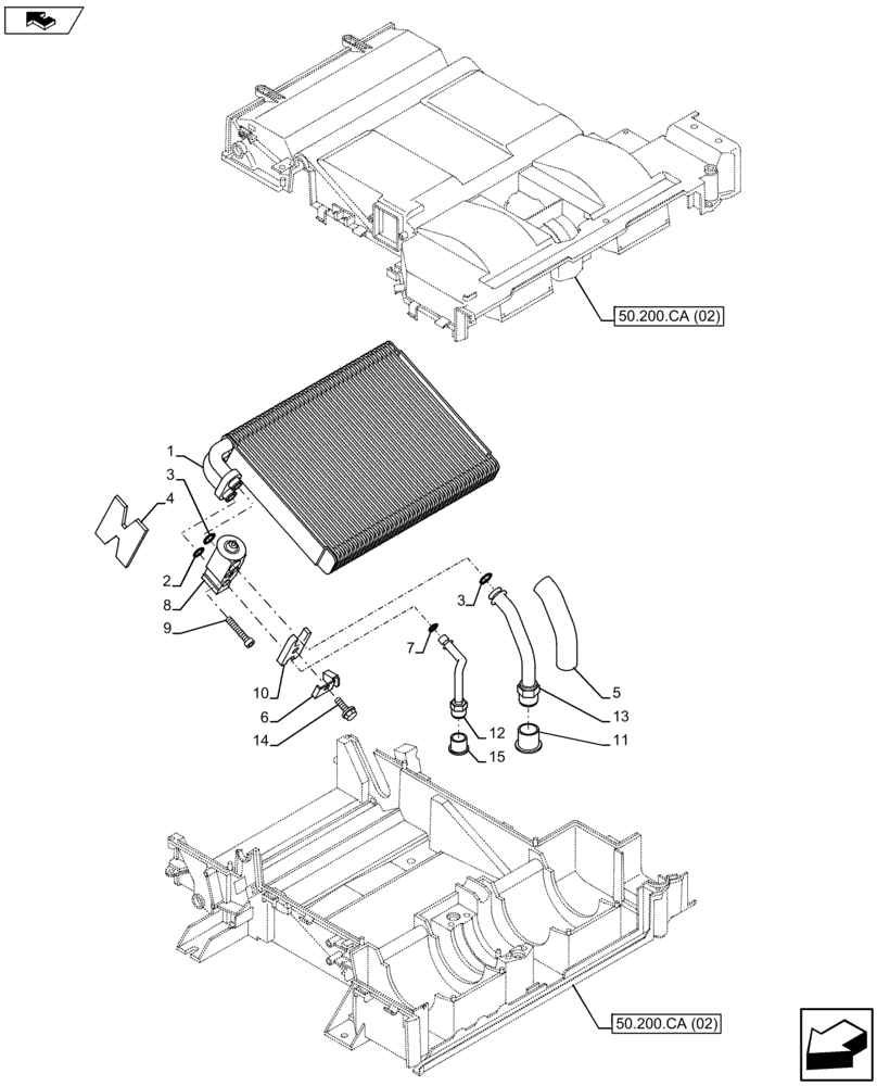 Схема запчастей Case CX75C SR - (50.200.CD) - COOLER (50) - CAB CLIMATE CONTROL