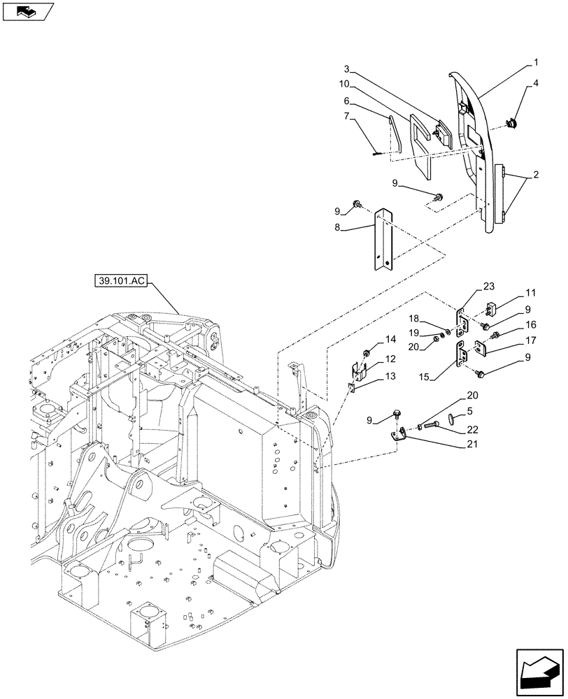 Схема запчастей Case CX75C SR - (90.100.BI) - REAR HOOD (90) - PLATFORM, CAB, BODYWORK AND DECALS