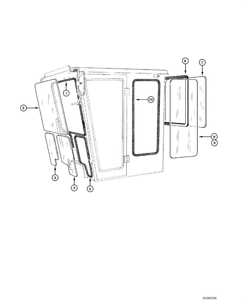 Схема запчастей Case 885 - (09.29[00]) - CAB - WINDOWS (CLOSED CAB) (09) - CHASSIS