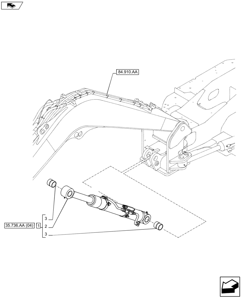 Схема запчастей Case CX80C - (35.736.AA[03]) - VAR - 481064 - BOOM CYLINDER (35) - HYDRAULIC SYSTEMS