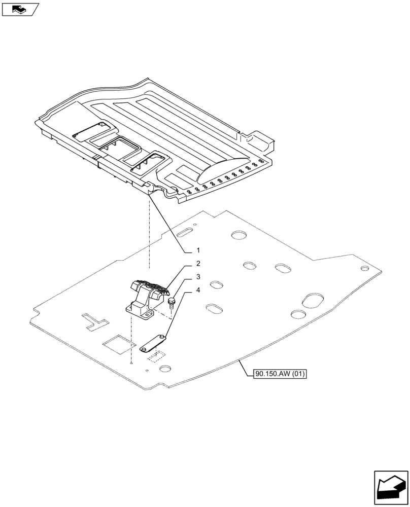 Схема запчастей Case CX80C - (90.160.AR) - FLOOR COVERING (90) - PLATFORM, CAB, BODYWORK AND DECALS