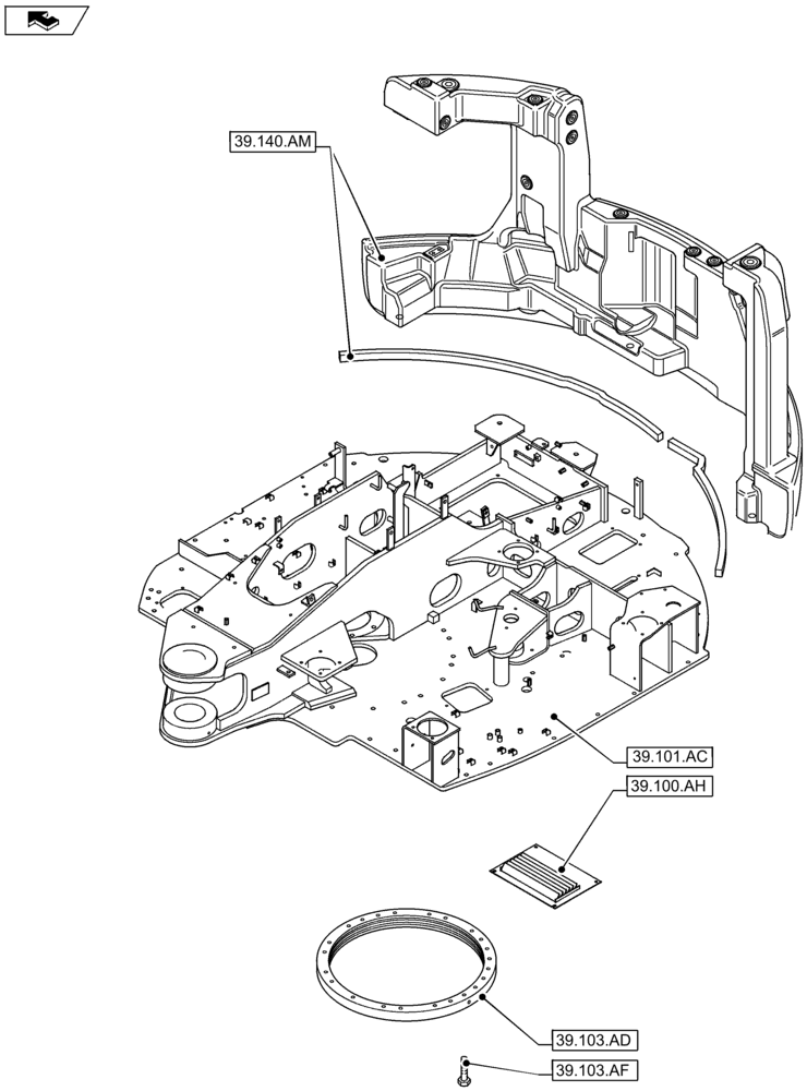 Схема запчастей Case CX80C - (39.000.00) - SECTION INDEX - FRAME (39) - FRAMES AND BALLASTING
