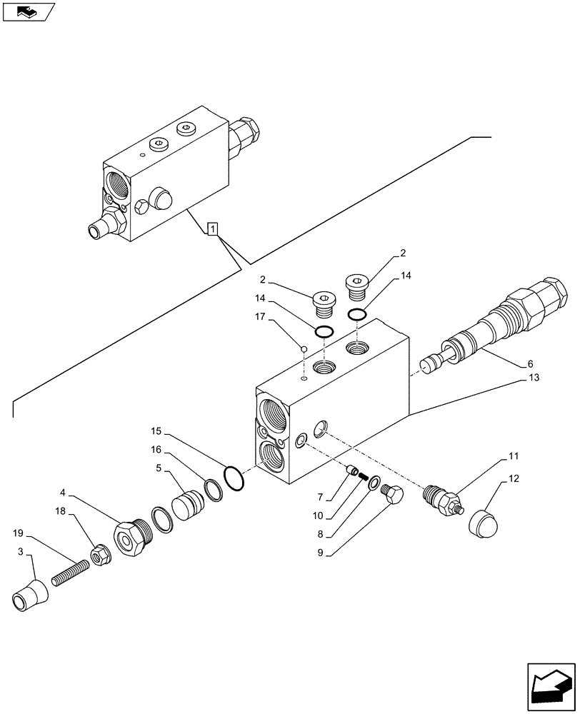 Схема запчастей Case CX80C - (35.736.AG) - VAR - 481064 - BOOM CYLINDER HOLDING VALVE (35) - HYDRAULIC SYSTEMS