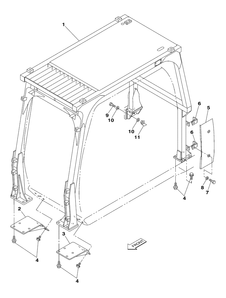 Схема запчастей Case CX350 - (09-093-00[01]) - CAB GUARD (09) - CHASSIS