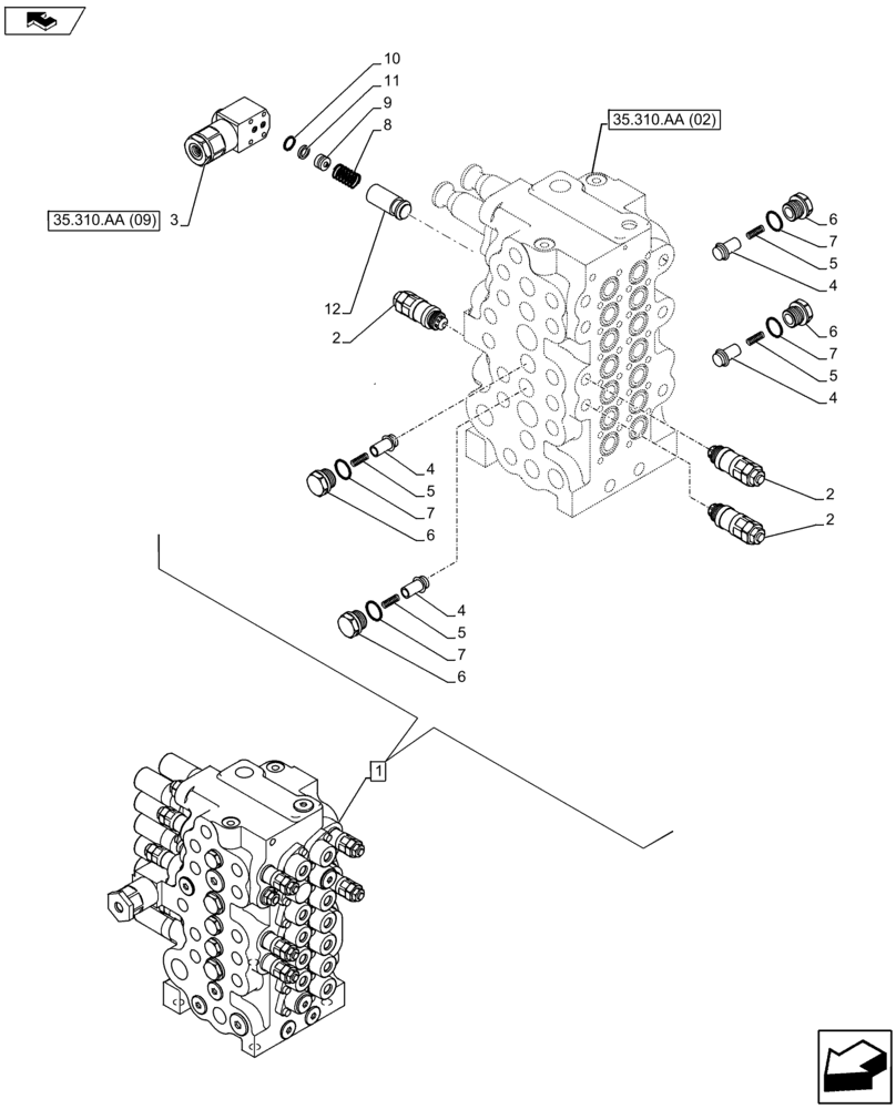 Схема запчастей Case CX80C - (35.310.AA[06]) - CONTROL VALVE (35) - HYDRAULIC SYSTEMS