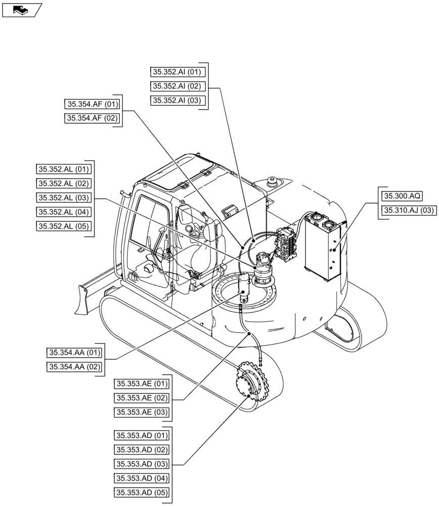 Схема запчастей Case CX80C - (35.000.00[04]) - SECTION INDEX - HYDRAULIC SYSTEMS (35) - HYDRAULIC SYSTEMS