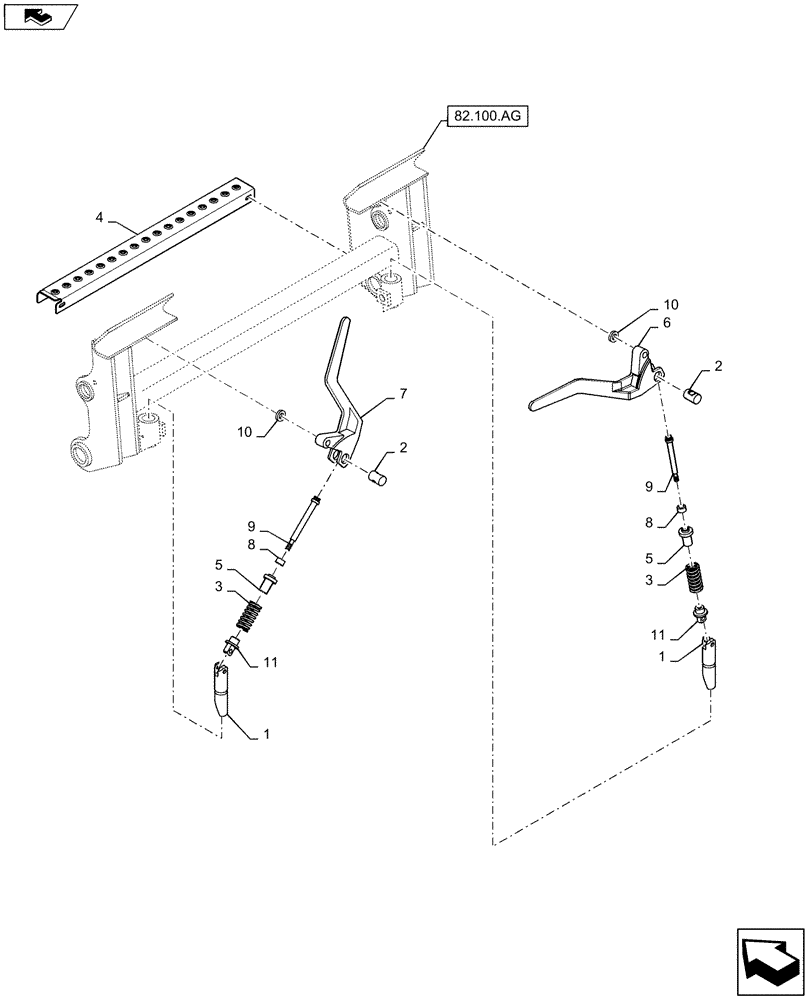 Схема запчастей Case SR160 - (82.300.AC) - MANUAL COUPLER (82) - FRONT LOADER & BUCKET