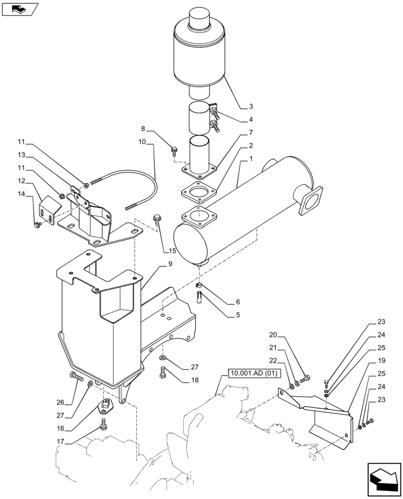 Схема запчастей Case CX75C SR - (10.254.AI[02]) - EHXAUST MUFFLER (10) - ENGINE