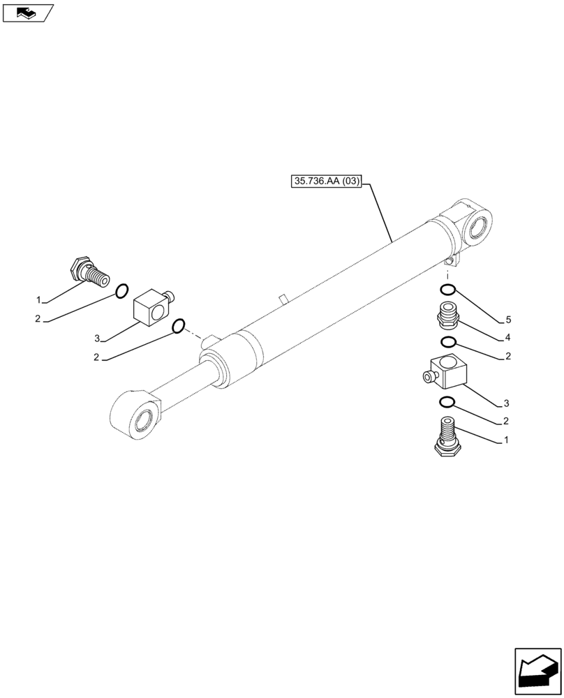 Схема запчастей Case CX80C - (35.736.AC[02]) - VAR - 481064 - BOOM CYLINDER LINE (35) - HYDRAULIC SYSTEMS