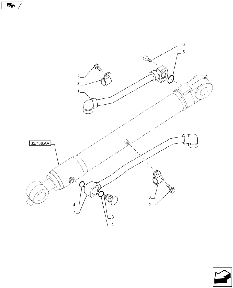 Схема запчастей Case CX80C - (35.738.AE[01]) - VAR - 781172 - BUCKET CYLINDER LINE (35) - HYDRAULIC SYSTEMS