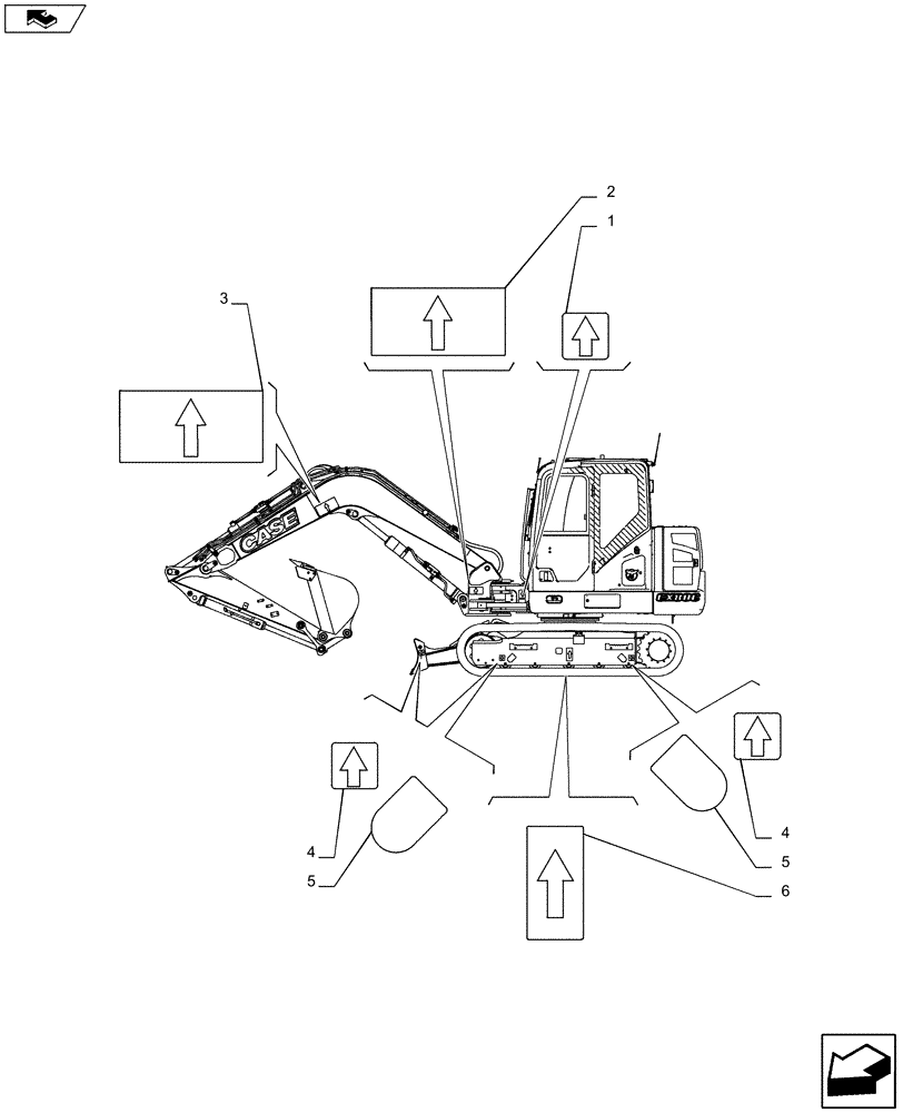 Схема запчастей Case CX80C - (90.108.AC[04]) - DECAL (90) - PLATFORM, CAB, BODYWORK AND DECALS