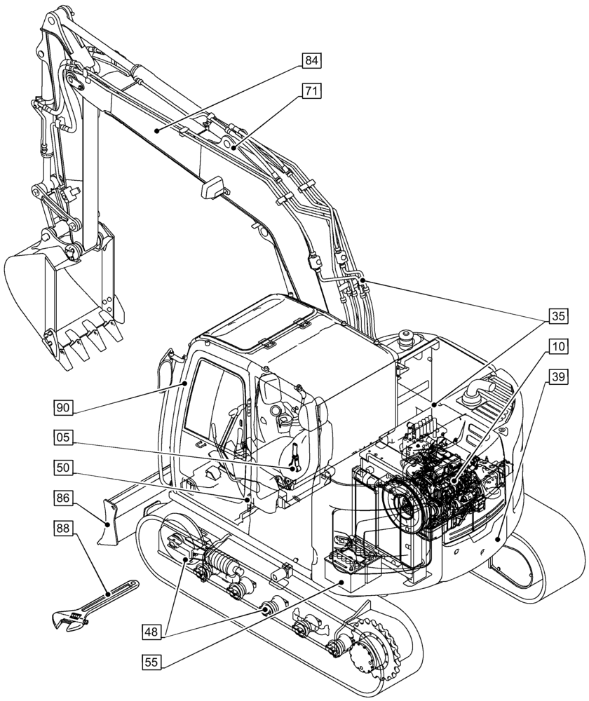Схема запчастей Case CX80C - (00.000.00) - PICTORIAL INDEX - MAIN SECTIONS (00) - GENERAL & PICTORIAL INDEX