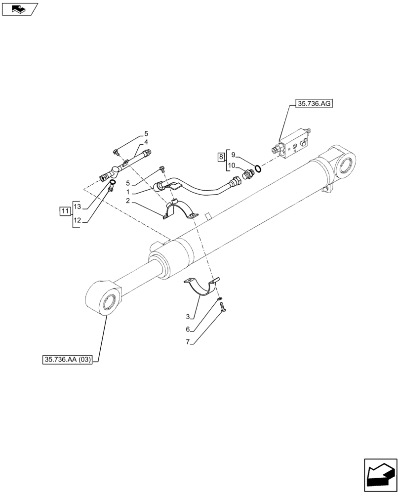Схема запчастей Case CX80C - (35.736.AK[01]) - VAR - 481064 - BOOM CYLINDER HOLDING VALVE LINE (35) - HYDRAULIC SYSTEMS