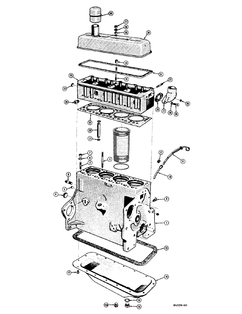 Схема запчастей Case 420C - (010) - ENGINE BLOCK AND RELATED PARTS - GAS (01) - ENGINE