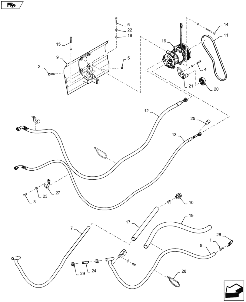 Схема запчастей Case 750M WT/LGP - (55.050.AL[01]) - HEATER, COOLER, COOLER, CAB (55) - ELECTRICAL SYSTEMS