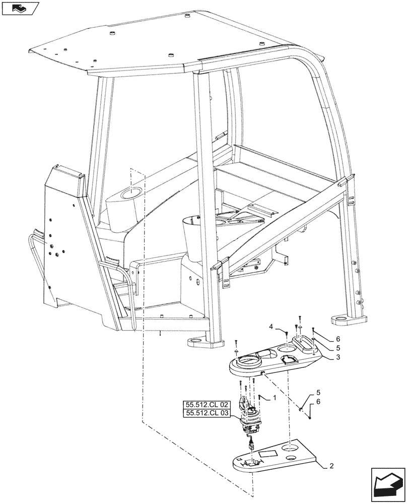 Схема запчастей Case 2050M XLT - (90.151.AN[01]) - RIGHT HAND CONSOLE (90) - PLATFORM, CAB, BODYWORK AND DECALS