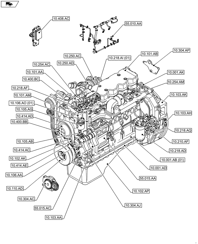 Схема запчастей Case F4HFA613G E001 - (10.000.00) - SECTION - INDEX (10) - ENGINE