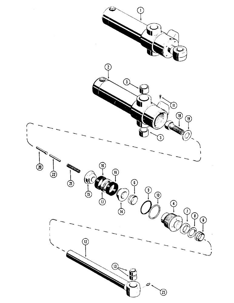 Схема запчастей Case 36 - (66) - G45303 & G45304 SWING CYL., 4-1/2" DIA. CYL. W/11-3/8" STROKE W/SPLIT TYPE INNER & OUTER WIPERS 