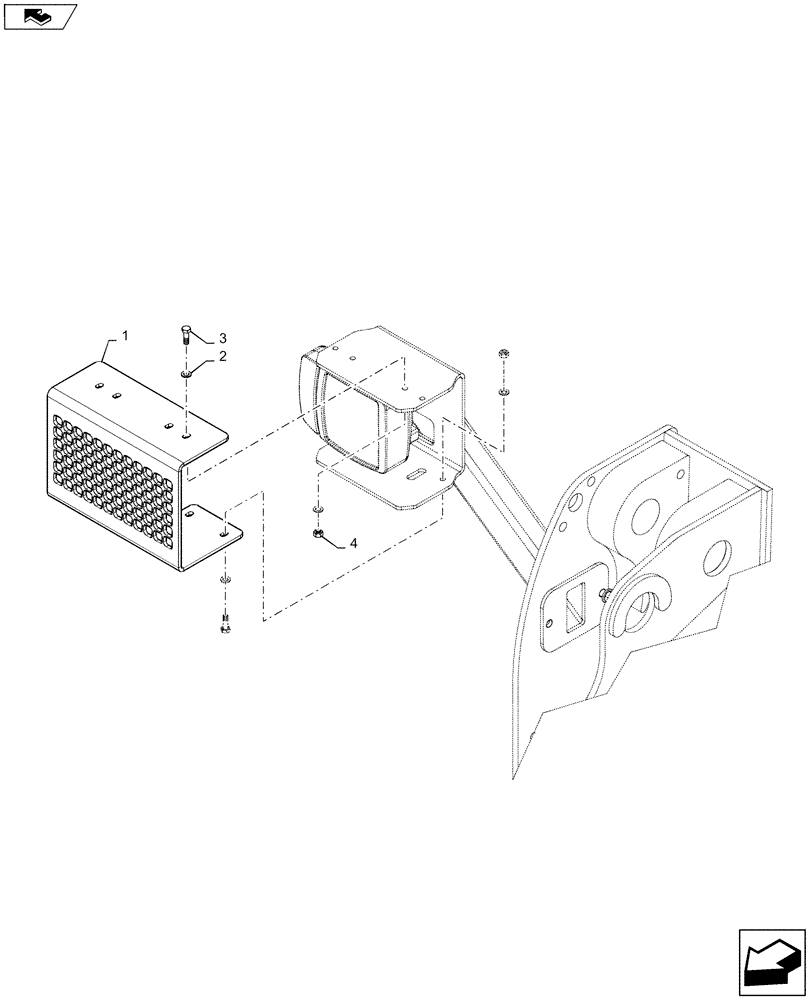 Схема запчастей Case 621F - (90.119.AB[04]) - FRONT LIGHT SHIELD (90) - PLATFORM, CAB, BODYWORK AND DECALS