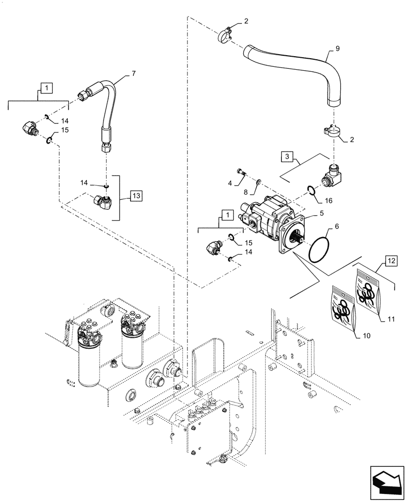 Схема запчастей Case 850M LT - (35.106.AN[01]) - PUMP, PTO (35) - HYDRAULIC SYSTEMS