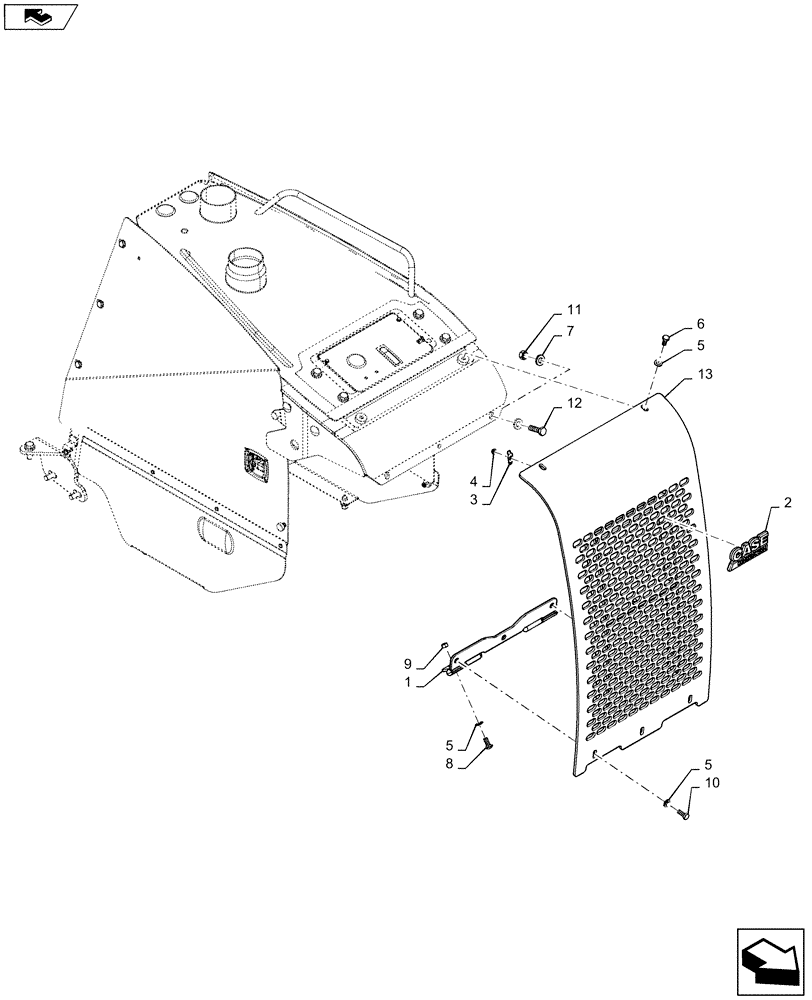Схема запчастей Case 850M WT/LGP - (90.100.AU[02]) - FRONT COVER, HOOD (90) - PLATFORM, CAB, BODYWORK AND DECALS