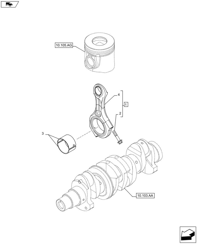 Схема запчастей Case F5HFL413J A002 - (10.105.AB) - CONNECTING ROD (10) - ENGINE
