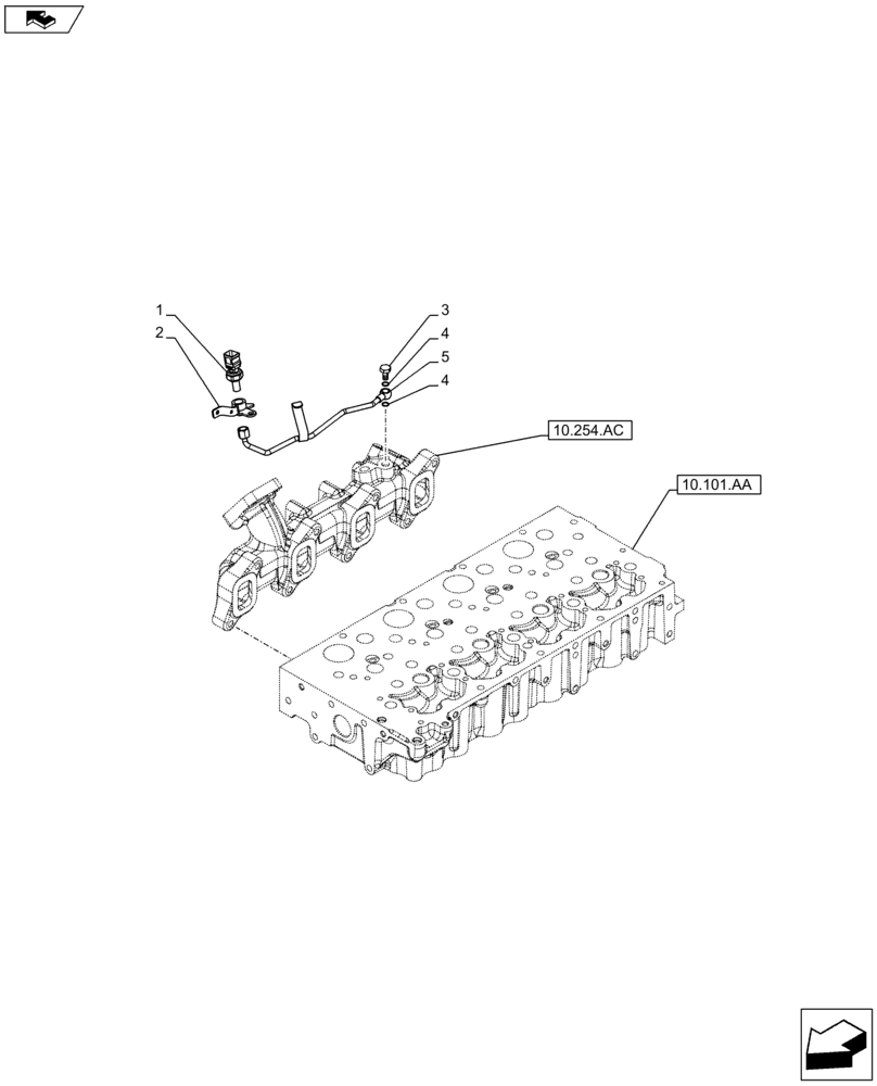 Схема запчастей Case F5HFL413G A001 - (55.014.AN) - EXHAUST MANIFOLD, SENSOR (55) - ELECTRICAL SYSTEMS
