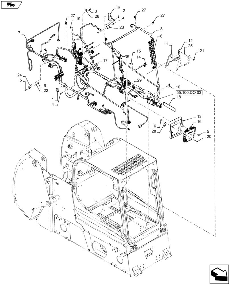 Схема запчастей Case TR270 - (55.101.AC[05]) - MAIN ELECTRICAL, E-H CONTROLS, ENCLOSED CAB, MEDIUM FRAME, NRC (55) - ELECTRICAL SYSTEMS